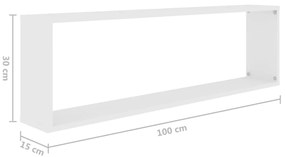 Prateleiras parede forma cubo 2 pcs derivados de madeira branco