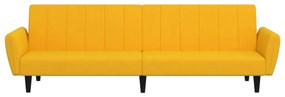 Sofá-cama de 2 lugares veludo amarelo