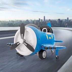 Avião elétrico para crianças com joysticks de controlo remoto Perfis aerodinâmicos dobráveis e hélice rotativa Azul