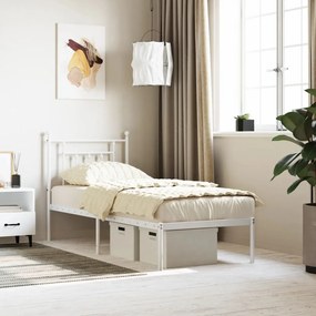 Estrutura de cama com cabeceira 75x190 cm metal branco