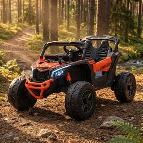 Buggy elétrico para Crianças ATV CAN-AM Maverick 24V 4x4 Rodas Espuma EVA, Assentos couro ecológico Laranja