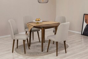 Conjunto de Mesa de Jantar Extensível e Cadeiras Vina – Nogueira e Cre