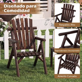 Cadeira de Jardim Individual, 80 x 66 x 107 cm, Encosto Alto, Castanho