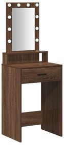 Mesa de Maquiagem vidaXL com Luzes LED Castanho Carvalho 50x41x140 cm