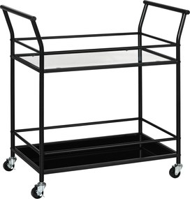 HOMCOM Carrinho de cozinha com 4 rodas, 2 prateleiras e pegas, 75 cm x 40 cm x 80 cm, preto | Aosom Portugal