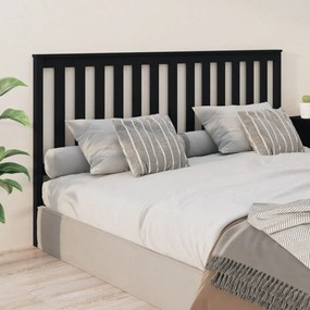 vidaXL Cabeceira de cama 186x6x101 cm pinho maciço preto