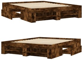 Estrutura de cama s/ colchão derivados madeira carvalho fumado