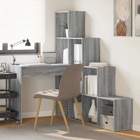 vidaXL Secretária de canto Sonoma cinzento 101,5 x 149,5 x 149,5 cm