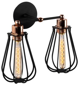 Aplique de Parede Fetiye – Preto e Bronze – 15 cm Ø
