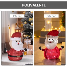 Outsunny Pai Natal de Tecido com Luzes LED Figura Decorativa Luminosa de Natal com Botão de Interruptor para Interior e Exterior Ø30x51cm Preto Branco e Vermelho