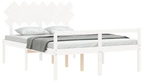 Estrutura de cama King Size com cabeceira madeira maciça branco