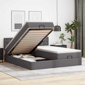 Cama otomana com colchões &amp; LEDs 180x200 cm couro artificial