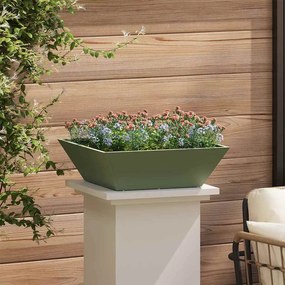 Tigela de Jardim Verde-Azeitona 50x50x15 cm em Aço