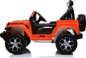 Carro elétrico para crianças até 5 anos Jeep Wrangler Rubicon, 12V, pneus EVA, com bateria de lítio, controlo remoto Laranja