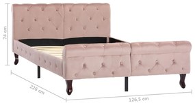 Estrutura de cama 120x200 cm veludo cor-de-rosa