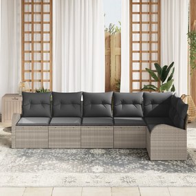 Conjunto de Sofás de Jardim vidaXL 6 Peças com Almofadas Ratan Sintéti