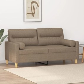 vidaXL Sofá 2 lug.+almofadas/almofadões 140cm tecido cinza-acastanhado