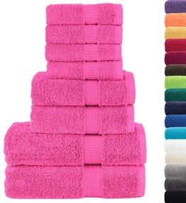 8pcs Conjunto toalhas banho premium SOLUND 600 gsm rosa