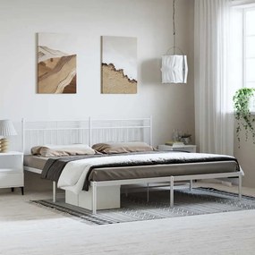 Estrutura de cama com cabeceira 183x213 cm metal branco