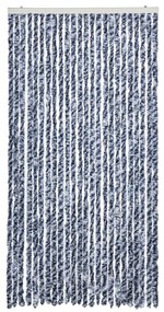 Cortina anti-insetos 100x230 cm chenille azul e branco