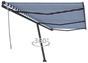 Toldo retrátil manual independente 600x300 cm azul e branco