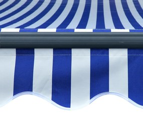 Toldo com sensor de vento e LED 500x300 cm azul e branco