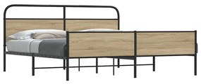 Estrutura de cama sem colchão 150x200 cm metal carvalho fumado
