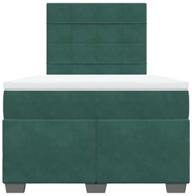 Cama boxspring com colchão 120x200 cm veludo verde-escuro