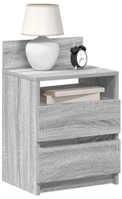 Mesa de cabeceira com 2 gavetas 40x33x60 cm cinzento sonoma