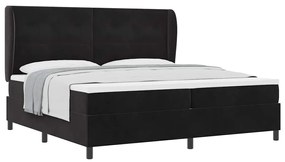 Cama Box com Colchão Preto 200 x 200 cm em Veludo