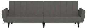 Sofá-cama de 2 lugares veludo cinzento-escuro
