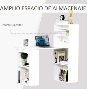 Secretária para Computador com Estante de Prateleiras para Casa Escrit