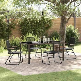 vidaXL Conjunto de Jantar de Jardim com 5 Peças em PVC Rattan Preto