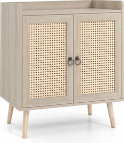 Armário de Arrumação de 2 Portas, 67 x 38 x 77 cm, Portas de Rotim PE, Natural