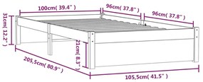 Estrutura de cama 100x200 cm madeira maciça branco