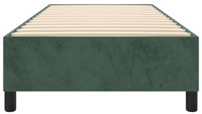 Estrutura de cama sem colchão 100x200 cm veludo verde-escuro