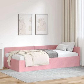 vidaXL Estrutura de Cama de Canto com cabeceira Rosa 100 cm x 200 cm