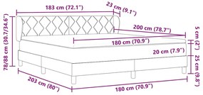 Cama Box Spring vidaXL com Colchão Creme 180x200 cm Tecido