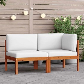 vidaXL Conjunto de lounge de jardim vidaXL de 2 peças com almofadas de madeira de acácia e corda
