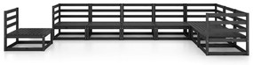 8 pcs conjunto lounge de jardim pinho maciço preto