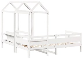 Conj. sofá-cama e banco c/ telhado 90x190cm pinho maciço branco