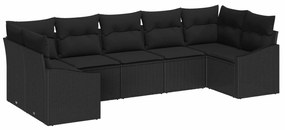 vidaXL Conjunto de Sofá de Jardim 7 pcs Preto vime PE