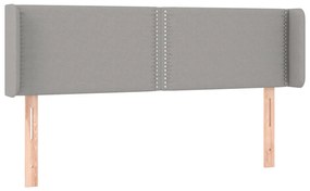Cabeceira cama c/ luzes LED tecido 147x16x78/88 cm cinza-claro