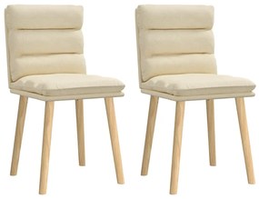 Cadeiras de jantar 2 pcs tecido cor creme