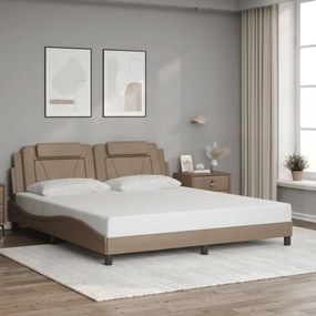 Estrutura cama cabeceira 180x200 cm couro artificial cappuccino