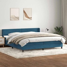 vidaXL Cama com molas/colchão 180x210 cm veludo azul-escuro