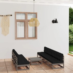 vidaXL 8 pcs conjunto lounge de jardim c/ almofadões pinho maciço