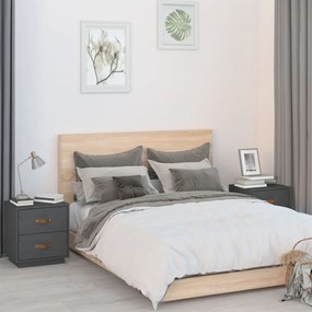 vidaXL Mesas de cabeceira 2 pcs 40x34x45 cm pinho maciço cinza