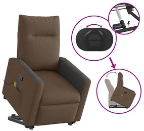 Poltrona reclinável massagens tecido castanho