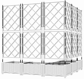 Vaso de Jardim com Treliça 5 pcs Branco 120x120x125.5 cm